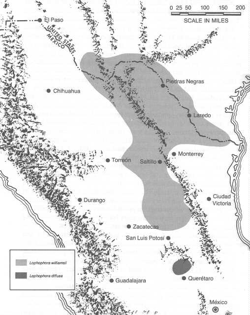 Natrual Distribution of the Species Lophophora